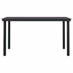 vidaXL Tavolo da Giardino Nero 140x70x74 cm in Acciaio e Vetro - Vista aggiuntiva 3