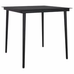 vidaXL Tavolo da Giardino Nero 80x80x74 cm in Acciaio e Vetro - Vista aggiuntiva 2