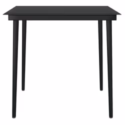 vidaXL Tavolo da Giardino Nero 80x80x74 cm in Acciaio e Vetro - Vista aggiuntiva 3