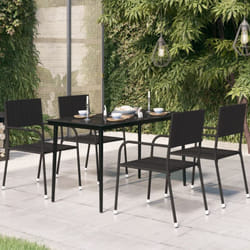 Vidaxl - Tavolo da Giardino Nero 140x70x74 cm in Acciaio e Vetro