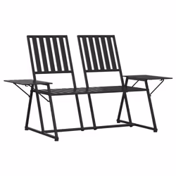 vidaXL Panca da Giardino a 2 Posti 165 cm Nera in Acciaio - Vista aggiuntiva 2