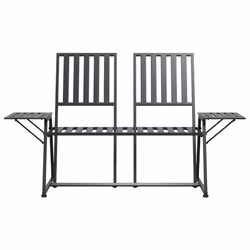 vidaXL Panca da Giardino a 2 Posti 165 cm Nera in Acciaio - Vista aggiuntiva 3