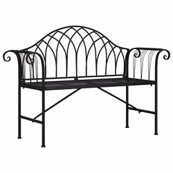 vidaXL Panca da Giardino a 2 Posti 128 cm Nera in Acciaio - Vista aggiuntiva 2