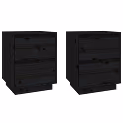 vidaXL Comodini 2 pz Neri 40x35x50 cm in Legno Massello di Pino - Vista aggiuntiva 2