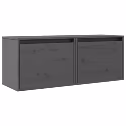 vidaXL Pensili Grigi 2 pz 45x30x35 cm in Legno Massello di Pino - Vista aggiuntiva 2