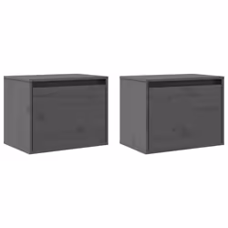 vidaXL Pensili Grigi 2 pz 45x30x35 cm in Legno Massello di Pino - Vista aggiuntiva 3