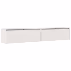 vidaXL Pensili 2 pz Bianchi 100x30x35 cm in Legno Massello di Pino - Vista aggiuntiva 2
