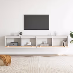 vidaXL Pensili 2 pz Bianchi 100x30x35 cm in Legno Massello di Pino - Vista aggiuntiva 3
