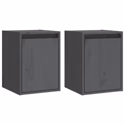vidaXL Pensili 2 pz Grigi 30x30x40 cm in Legno Massello di Pino - Vista aggiuntiva 2