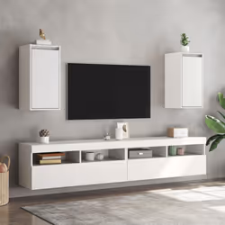 vidaXL Pensili 2 pz Bianchi 30x30x60 cm in Legno Massello di Pino - Vista aggiuntiva 3