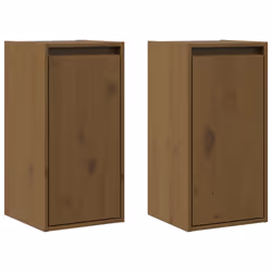 vidaXL Pensili 2 pz Marrone ambra 80x30x35cm in Legno Massello di Pino - Vista aggiuntiva 2