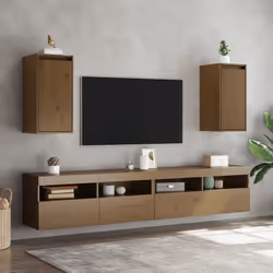 vidaXL Pensili 2 pz Marrone ambra 80x30x35cm in Legno Massello di Pino - Vista aggiuntiva 3