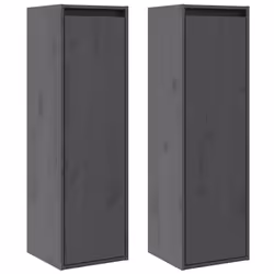 vidaXL Pensili Grigi 2 pz 30x30x100 cm in Legno Massello di Pino - Vista aggiuntiva 2