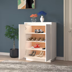 vidaXL Scarpiera Bianca 60x35x80 cm in Legno Massello di Pino - Vista aggiuntiva 3