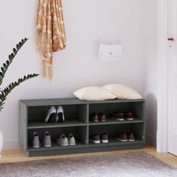 Scarpiera Salvaspazio, Portascarpe Grigia 110x34x45 cm in Legno Massello di Pino vidaXL