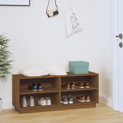 vidaXL Scarpiera Marrone Ambra 110x34x45 cm in Legno Massello di Pino - Vista aggiuntiva 3