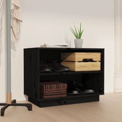 Vidaxl - Scarpiera Nera 60x34x45 cm in Legno Massello di Pino