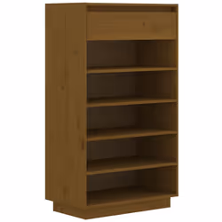 vidaXL Scarpiera Marrone Ambra 60x34x105 cm in Legno Massello di Pino - Vista aggiuntiva 2