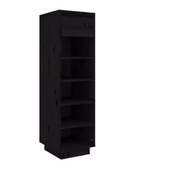 vidaXL Scarpiera Nera 30x34x105 cm in Legno Massello di Pino - Vista aggiuntiva 2