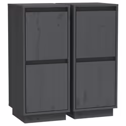 vidaXL Credenze 2 pz Grigie 31,5x34x75 cm in Legno Massello di Pino - Vista aggiuntiva 2