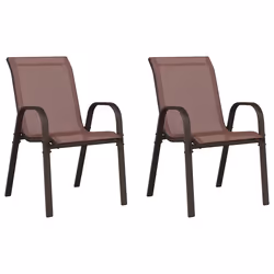 vidaXL Sedie da Giardino Impilabili 2 pz in Tessuto Textilene Marrone - Vista aggiuntiva 2