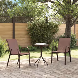 vidaXL Sedie da Giardino Impilabili 2 pz in Tessuto Textilene Marrone - Vista aggiuntiva 3