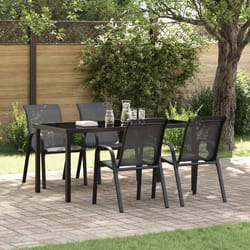 vidaXL Sedie da Giardino Impilabili 4 pz in Tessuto Textilene Nero
