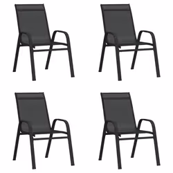 vidaXL Sedie da Giardino Impilabili 4 pz in Tessuto Textilene Nero - Vista aggiuntiva 2
