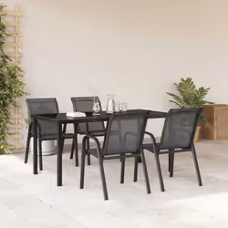 vidaXL Sedie da Giardino Impilabili 4 pz in Tessuto Textilene Nero - Vista aggiuntiva 3