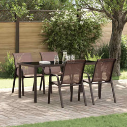 vidaXL Sedie da Giardino Impilabili 4 pz in Tessuto Textilene Marrone