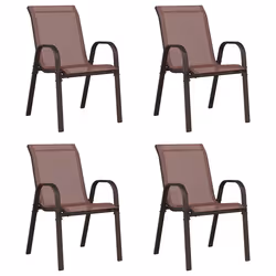 vidaXL Sedie da Giardino Impilabili 4 pz in Tessuto Textilene Marrone - Vista aggiuntiva 2
