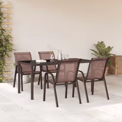 vidaXL Sedie da Giardino Impilabili 4 pz in Tessuto Textilene Marrone - Vista aggiuntiva 3