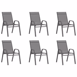 vidaXL Sedie da Giardino Impilabili 6 pz in Tessuto Textilene Grigio - Vista aggiuntiva 2