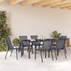 vidaXL Sedie da Giardino Impilabili 6 pz in Tessuto Textilene Grigio - Vista aggiuntiva 3