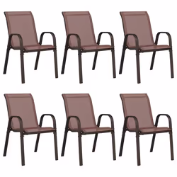 vidaXL Sedie da Giardino Impilabili 6 pz in Tessuto Textilene Marrone - Vista aggiuntiva 2