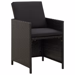 vidaXL Set da Pranzo da Giardino 9 pz con Cuscini Nero in Polyrattan - Vista aggiuntiva 3