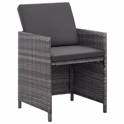 vidaXL Set Pranzo da Giardino 9 pz con Cuscini in Polyrattan Grigio - Vista aggiuntiva 3