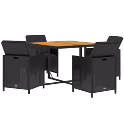 vidaXL Set da Pranzo da Giardino 5 pz con Cuscini in Polyrattan Nero - Vista aggiuntiva 3