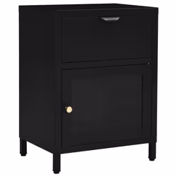 vidaXL Comodini 2 pz Neri 40x30x54,5 cm Acciaio e Vetro - Vista aggiuntiva 3