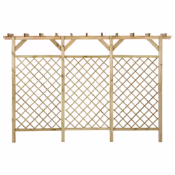 vidaXL Recinzione a Traliccio con Pergolato 300x50x200cm Legno di Pino - Vista aggiuntiva 2