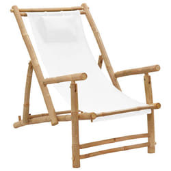 VidaXL 318594 sedia da esterno Terrazzo Seduta imbottita Bamboo, Poliestere Crema, Bianco