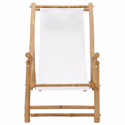 VidaXL 318594 sedia da esterno Terrazzo Seduta imbottita Bamboo, Poliestere Crema, Bianco - Vista aggiuntiva 2