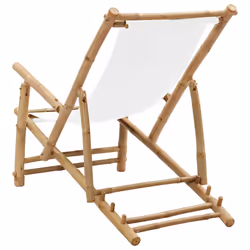 VidaXL 318594 sedia da esterno Terrazzo Seduta imbottita Bamboo, Poliestere Crema, Bianco - Vista aggiuntiva 5