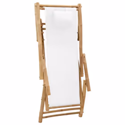 VidaXL 318594 sedia da esterno Terrazzo Seduta imbottita Bamboo, Poliestere Crema, Bianco - Vista aggiuntiva 6