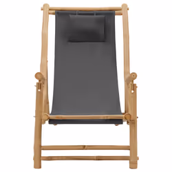 VidaXL 318595 sedia da esterno Terrazzo Seduta imbottita Bamboo, Poliestere Grigio - Vista aggiuntiva 2