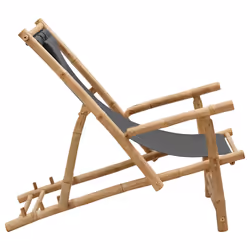 VidaXL 318595 sedia da esterno Terrazzo Seduta imbottita Bamboo, Poliestere Grigio - Vista aggiuntiva 3