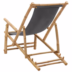 VidaXL 318595 sedia da esterno Terrazzo Seduta imbottita Bamboo, Poliestere Grigio - Vista aggiuntiva 5