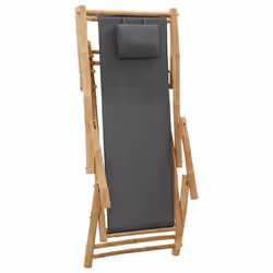 VidaXL 318595 sedia da esterno Terrazzo Seduta imbottita Bamboo, Poliestere Grigio - Vista aggiuntiva 6