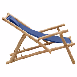 VidaXL 318596 sedia da esterno Terrazzo Seduta imbottita Bamboo, Poliestere Blu - Vista aggiuntiva 4