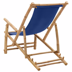VidaXL 318596 sedia da esterno Terrazzo Seduta imbottita Bamboo, Poliestere Blu - Vista aggiuntiva 5